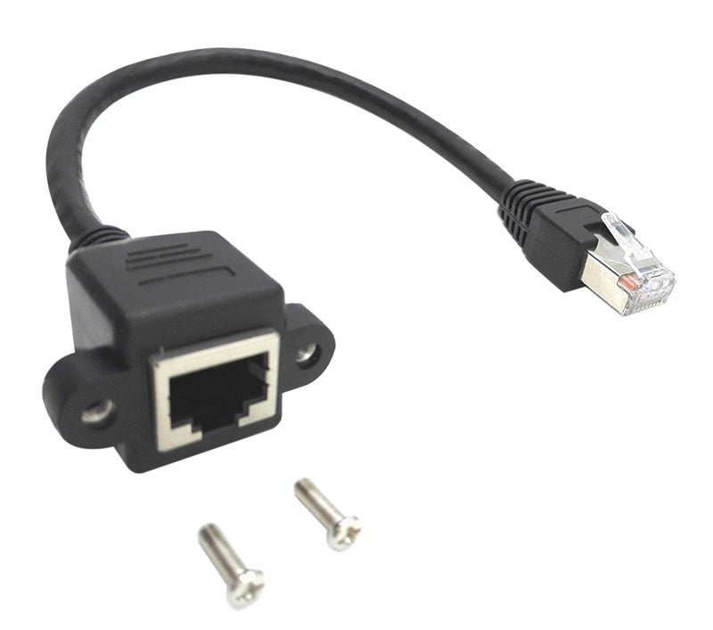 zdyCGTime 10inch Cat6e RJ45 M/F Shielded Ethernet Network Screw Panel Mount Extension Cable (10inch RJ45) - Image 1
